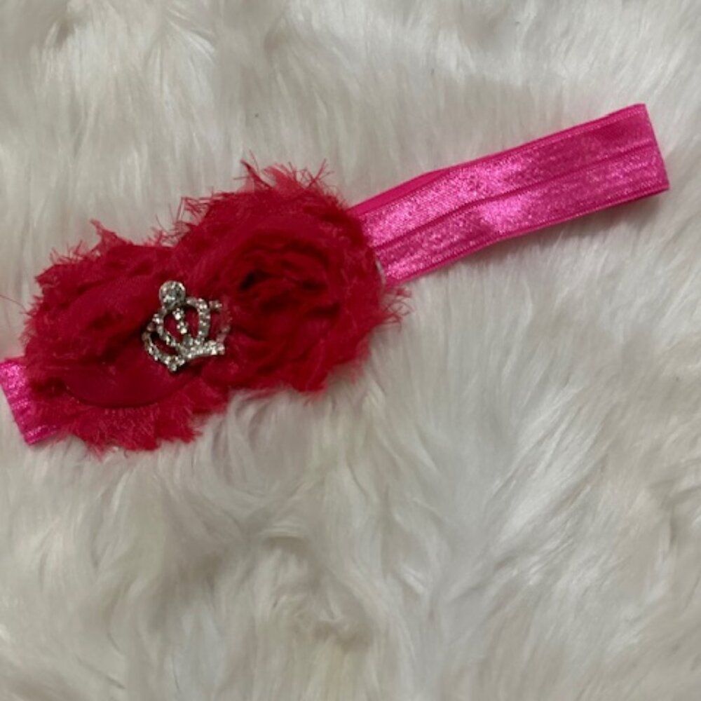 Hot Pink Princess Shabby Headband  7437  Handmade NWT Boutique